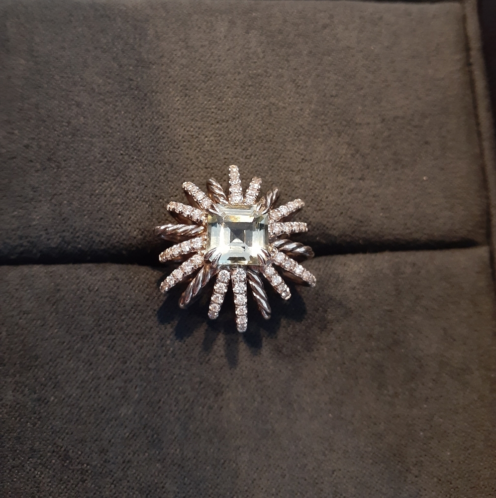 David Yurman sz6 Prasiolite Starburst ring 23mm